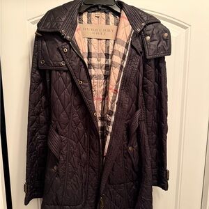 Burberry Black Quilted Nylon Parka Coat